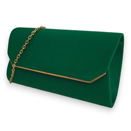 UShopUK Suede Plain Bridal Prom Wedding Evening Clutch Party Purse Hand Bag HandBag (Green)