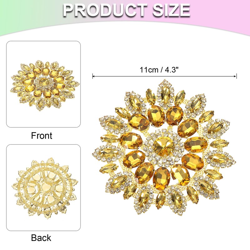 PATIKIL 4.3 Inch Rhinestone Patches, Flower Shape Applique Patches Rhinestone