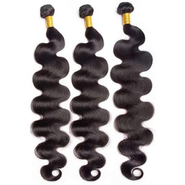 Huarisi Body Wave Human Hair 3 Bundles(24 26 28 inch), Long Brazilian Body Wave Hair Bundles for Black Women, 7a Unprocessed Remy Hair Body Wave Weaves Real Hair