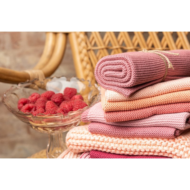 Knitted wipes in a set of 3 dusty coral combination