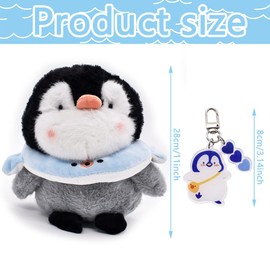 CLKDPNO Penguin Plush Toy Blue, Soft Toys Plush Stuffed Animal, Penguin Keychain Doll Pillow Funny Kids Plush Toys Girls Boys Birthday (Blue, 8 Inches)