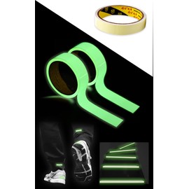 Glow in the Dark Tape, Width 0.4 inches (10 mm) x 9.6 ft (3 m), 2 Pieces, Luminous Tape, Night Light, Luminous, High Brightness, Emergency Exit, Power Outage, Halloween, Events, WinJapan (Width 0.4