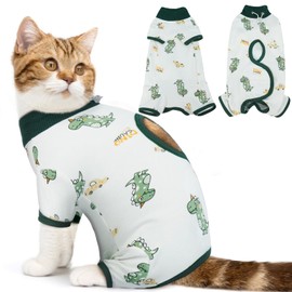 DENTRUN Cat Surgery Recovery Suit Female Male Soft Onesie, Kitten Surgical Collar Cone Alternative Shirt, Abdominal Wounds Anti-Licking Pajama for Small Pets Spay, Cat Body Suit Post Surgery