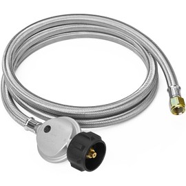 CALPOSE Manguera de propano de 6 pies con regulador, manguera trenzada de acero inoxidable para Blackstone 28 pulgadas/36 pulgadas, parrilla Weber, fogata de propano y más, llama hembra de 3/8