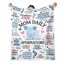 HEIFAM New Mom Gifts for Women Blanket, First Time Mom to Be Gift, Postpartum Gender Reveal Present for Mommy After Birth, New Pregnancy Gift, Daily Affirmations Mother Blanket, 60"X80"