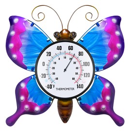 pealstar Outdoor Thermometer Decorative Waterproof Outdoor Thermometers for Patio Large Butterfly Wall Thermometer for Garden Yard Living Room Decor