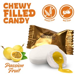 Gold Foils Chewy Filled Candy, 1-Pound Bag of Gold Color Themed Kosher Candies Individually Wrapped Passion Fruit-Flavored Taffies (NET WT 454g, About 112 Pieces)