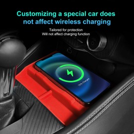 FDAIUN Wireless Charging Protective Pad for Ford Mustang 2024-2025 Silicone Material Center Controls Cell Phone Automobile Pads Mats (Red)