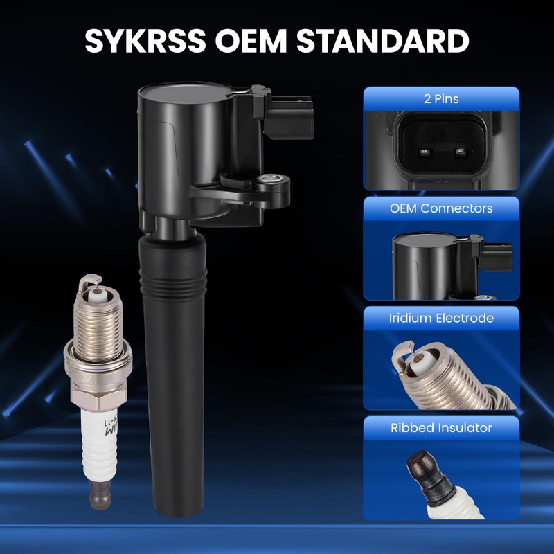 SYKRSS 8-Pack FD506 Ignition Coils & 4503 Spark Plugs Kit