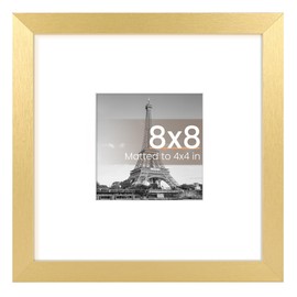 upsimples 8x8 Picture Frame, Display Pictures 4x4 with Mat or 8x8 Without Mat, Wall Hanging Photo Frame, Gold, 1 Pack