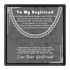 SUNSH Cuban Link Chain Necklace Stainless Steel Silver Necklace Mens Necklace Christmas Valentine's Anniversary Birthday Gifts for your Boyfriend To My Boyfriend from Girlfriends 26 Inches