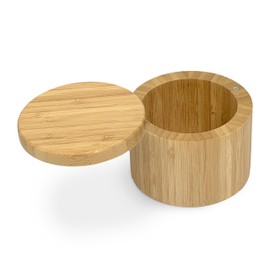 Bam & Boo - Natural Bamboo Spice Box with Magnetic Swivel Lid for Salt, Sugar, Spices, Herbs or Office Supplies(3.5 x 3.5 x 2.75 inches)