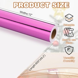 PATIKIL Metallic Wrapping Paper, 12 Inch x 600 Inch(49.2Ft) Foil Wrapping Paper Matte Gift Wrapping Paper Roll 120 GSM for Gift Christmas Wedding Birthday Women Men, Purple