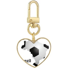 DIYthinker - Llavero de metal con forma de mapa de Brasil con forma de mapa, diseño de corazón dorado, Multi colorido, Medium