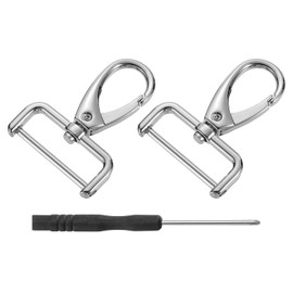 QUARKZMAN Pack of 2 Carabiner Hooks 32 mm (1-1/4 Inch) D Ring Removable Carabiner Key Ring Metal Carabiner Claws Clasp Hook with Swivel Key Ring Crafts Silver
