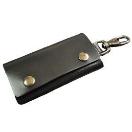 White Fang AZ192 Key Case, Charm, Miscellaneous Goods, Key Ring, Leather, Stylish, Retro, Men's, Women's,, Black