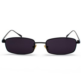 JCTAIFOO Retro Rectangle Sunglasses for Women Men Square Narrow Hip Hop Small Frame Sunglasses, black/grey