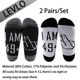 LEVLO 40th 50th 60th Birthday Gift for Women or Men Funny Birthday Socks Best Friend Gift Birthday Gift for Him or Her, 2 Pairs/Set-ankle-50th-2, Small-Medium