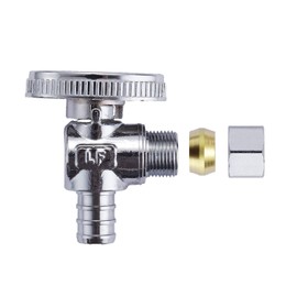 Litorange 4 Pack Premium Lead-Free Brass 1/2 Inch Pex x 1/4 Inch OD Compression Quarter Turn Angle Stop Valve with 4 PCS PEX Clamp Ring