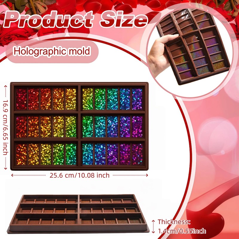 Ziliny 1 Pcs Holographic Chocolate Molds Resin Silicone Chocolate Bar
