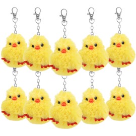 BESPORTBLE Mini Easter Plush Chicks Keychain: 10Pcs Mini Chicks Keychain, Easter Stuffy Small Key Chain, Colorful Baby Chicken Toys