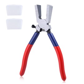 GOLD DEER 6 Inch Glass Pliers with Rubber Tips Flat Jaw Key Fob Pliers Stained Glass Tools Mosaics Breaking Tool with Adjustable Screw for Key Fob Hardware Install and Stained Glass Work