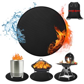 LOLEDE 36'' Fire Pit Mat for Solo Stove Bonfire, Round Grill Mats for Outdoor Grill Fireproof Waterproof BBQ Grill Mat for Solo Stove Accessories, Deck Patio Protector Floor Mats