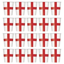 Lizzy 20pc England Flag Printed Paper Cup 270ml | St. George Day Party Supplies Tableware Disposable Paper Cup for Sports Events Decoration