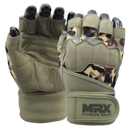 MRX Men Weightlifting Gloves Wrist Support Lifting Gym Exercise Fingerless Gloves - Medium