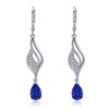 OLIVIASO Sapphire Earrings for Women, 925 Sterling Silver Dangle Drop