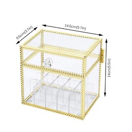 Lipstick Organizer Lipstick Holder Dust Free Glass Transparent Lip Gloss Eye Liner Vanity Cabinet Dresser Countertop Makeup Organizer with Removable Dividers 15 Slots