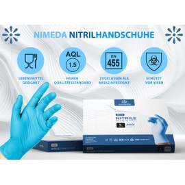 Kemes Nitrile Gloves L Blue Pack of 100 Latex Free Powder Free Disposable Gloves Blue Nitrile Size (Large)
