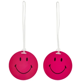 Korjo Smiley Faces Luggage Tags, 2 Pack, Pink