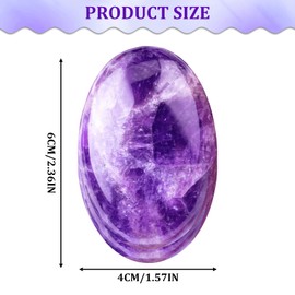 2.4" Amethyst Crystal, Pocket Palm Healing Crystals, Healing Crystal Gemstones, Nature Purple Reiki Spiritual Energy Crystals Worry Stone for Anxiety Stress Relief Meditation Massage