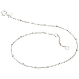 Anklet Curb Chain 1.3 mm with Balls – Choice of Length 23 – 30 cm – Genuine 925 Silver, Sterling Silver
