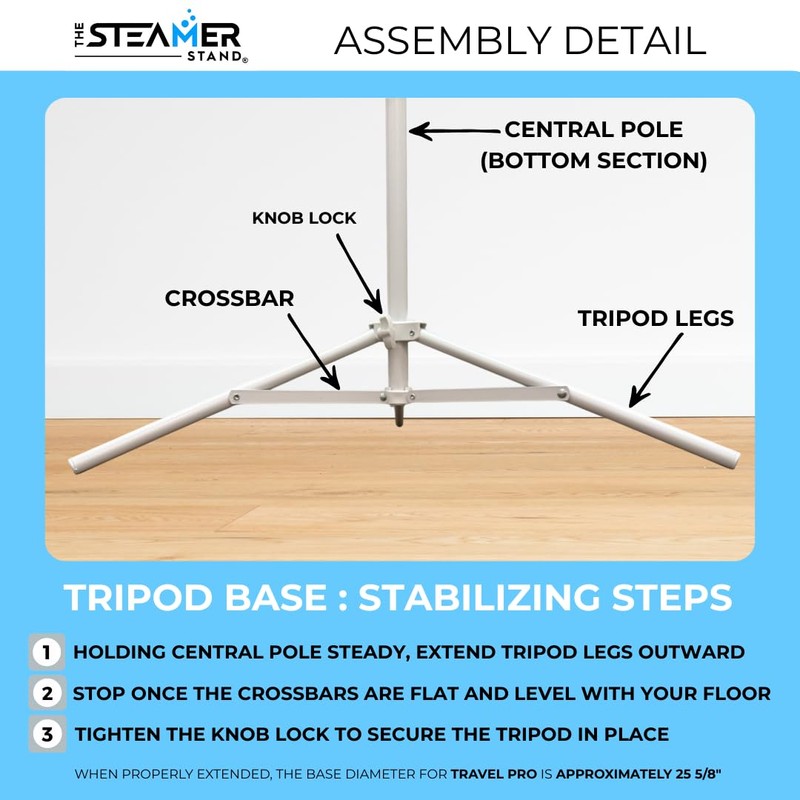 The Steamer Stand Travel Pro | Adjustable Standing Garment Steaming