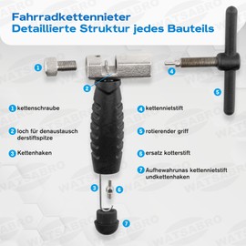 WATSABRO Chain Riveter Bicycle for 6 to 12 Speeds, Bicycle Chain Tool for Removing and Attaching, Single Speed Chains, Bike Chain Tool, Professional Bicycle Chain Riveting Tool