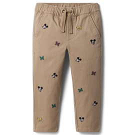 Janie and Jack Boy's Mickey Embroidered Joggers (Toddler/Little Kids/Big Kids) Khaki 10 Big Kid