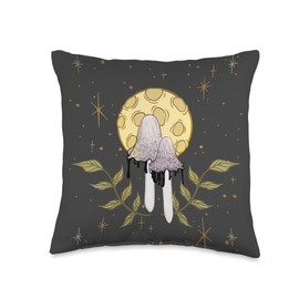 Inky Cap Ink Cap Moon Foraging Mushrooms Throw Pillow