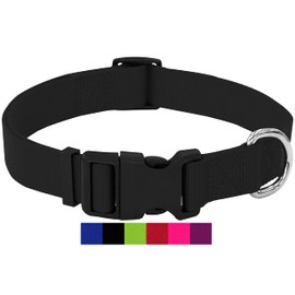 DEY - Premium Nylon Dog Collar | Adjustable | for Small and Large Dogs | Many Colours and Sizes | Dog Collar Dog Cat Puppy | Dog Collars | Cat Collar | Puppy Collar | Black, S