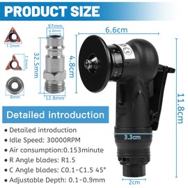 LALAGO Mini Luftfasenwerkzeug, Handheld 2-in-1 Pneumatische Anfasmaschine mit 6C&6R-Winkelklingen, 45° Kantenfräse Fasenmaschine mit 1/4 Zoll Lufteinlass für Metalltrimmen und Trimmen Fase Entgraten