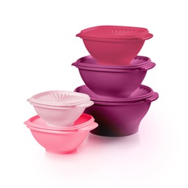 Tupperware Heritage Collection, New 10 Piece Food Storage Container Set in Vintage Pink, Dishwasher Safe and BPA Free (5 Bowls, 5 Lids)
