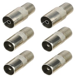 DACUAN TV Aerial Coaxial Coupler for Antenna Cables, 6pcs Female to Male Aerial Cables Satellite Cables Coaxial Cables Copper T/F Screw Connector Socket to RF Coax Aerial Adapter Satellite TV