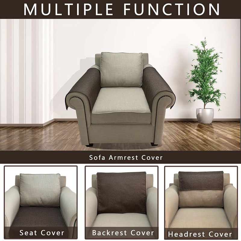 NOYOURS Couch Arm Covers, Anti-Slip Sofa Armrest Cover for Recliner,