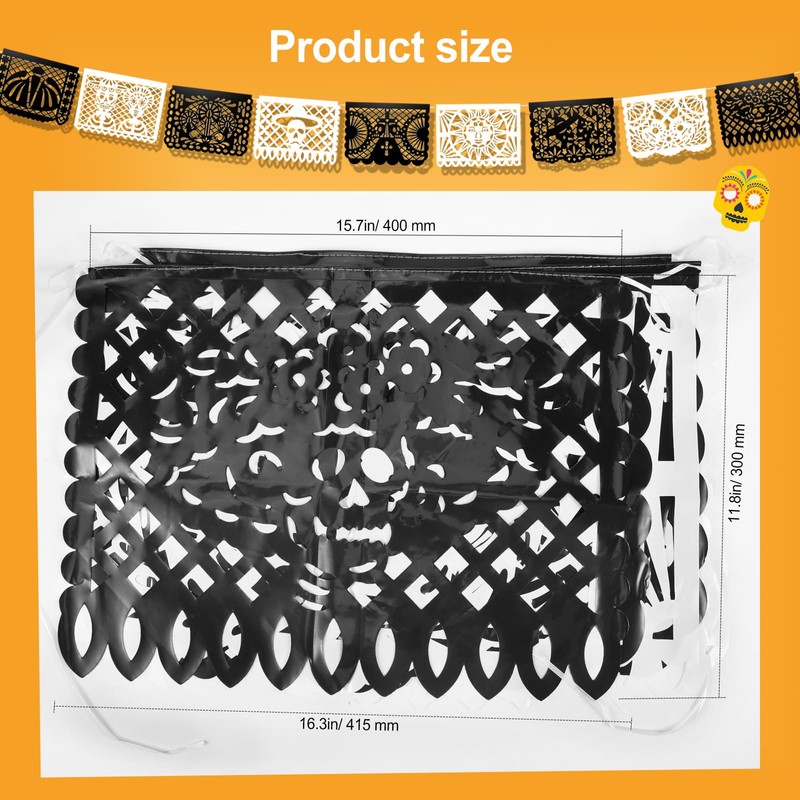 HOWAF 2 Pcs Plastic Papel Picado Day of The Dead
