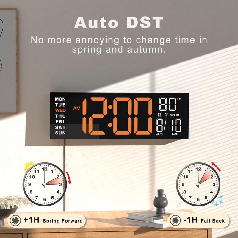 JALL 16" Large Digital Wall Mount Clock, Count Down Timer,