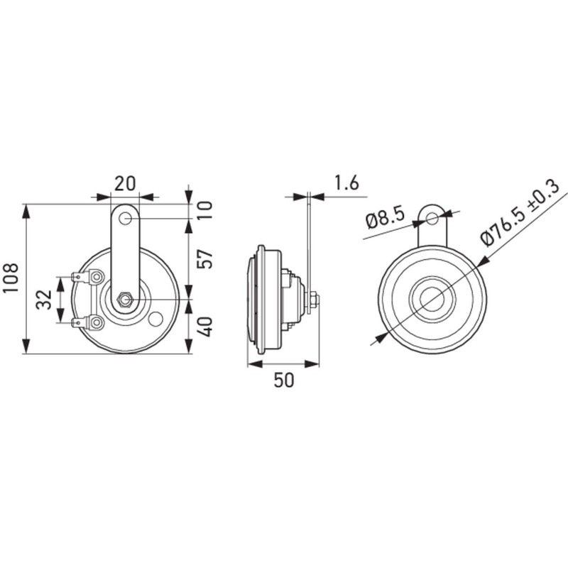 HELLA 012588151 Black 77mm 12V BX Disc Horn Kit (Universal