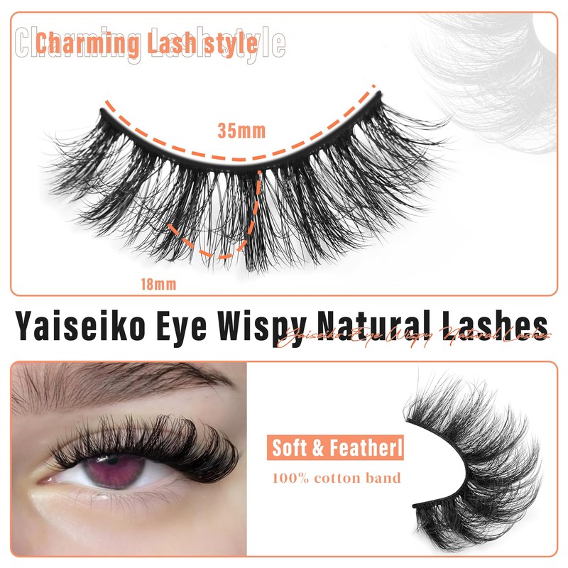 False Eyelashes Wispy 18MM Lashes 3D Faux Mink Lashes Fluffy