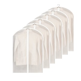 Clear Garment bags hanging clothes - Fangkun Breathable Dust Cover with Full Length Zipper for Clothes Closet Storage and Travel,Set of 6 (24" x 32")