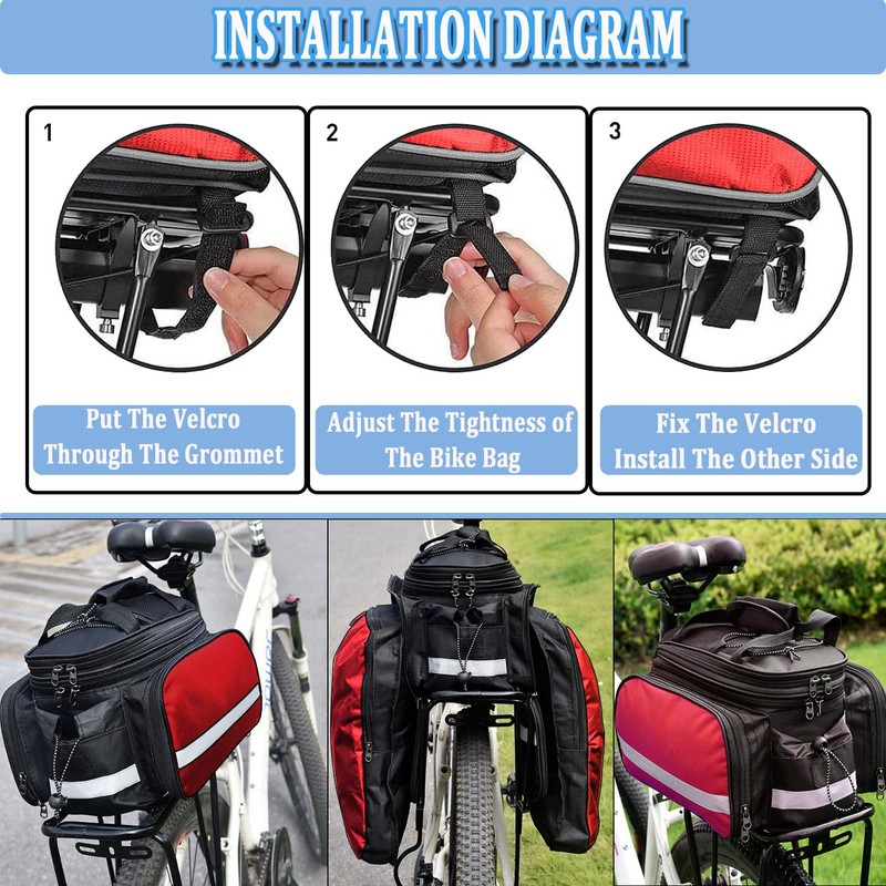 Taeku Bicycle Rear Bag, 27L Multifunctional Waterproof Pack Backpack Bicycle